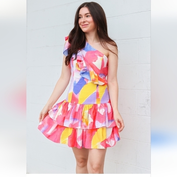 French Connection Dresses & Skirts - NWOT FRENCH CONNECTION Isadora Faron One Shoulder Ruffle Mini Dress 10